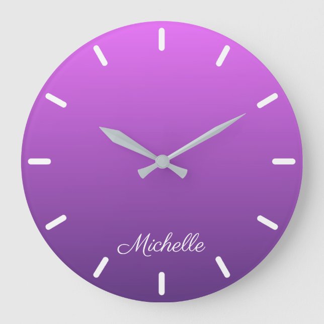 Personalisierter lila Ober Große Wanduhr (Vorderseite)