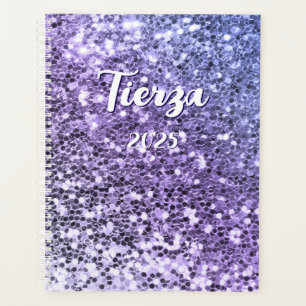 Personalisierter lila Ombre-Großglitter Planer
