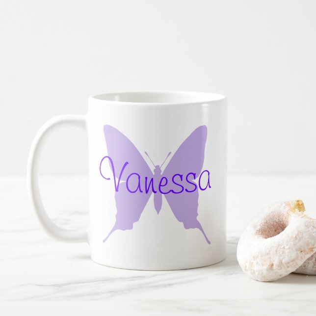 Personalisierter Lila Schmetterling Tasse (Mit Donut)