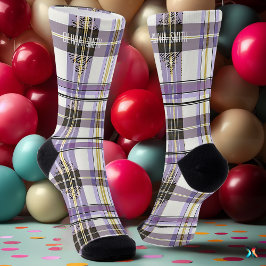 Personalisierter Lila und gelber Tartan Karierter  Socken