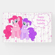 Personalisierter Lila und rosafarbener Pony Happy 