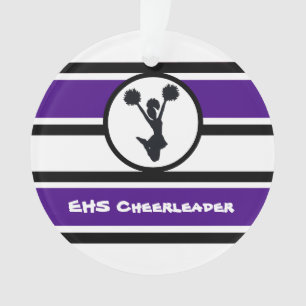 Personalisierter Lila und schwarzer Cheerleader Or Ornament