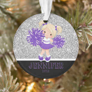 Personalisierter Lila und schwarzer Cheerleader Ornament
