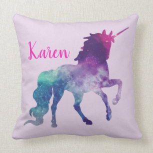 Personalisierter Lila und Türkismagischer Unicorn Kissen