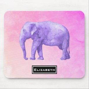 Personalisierter Lila Wasserfarbenelephon Mousepad