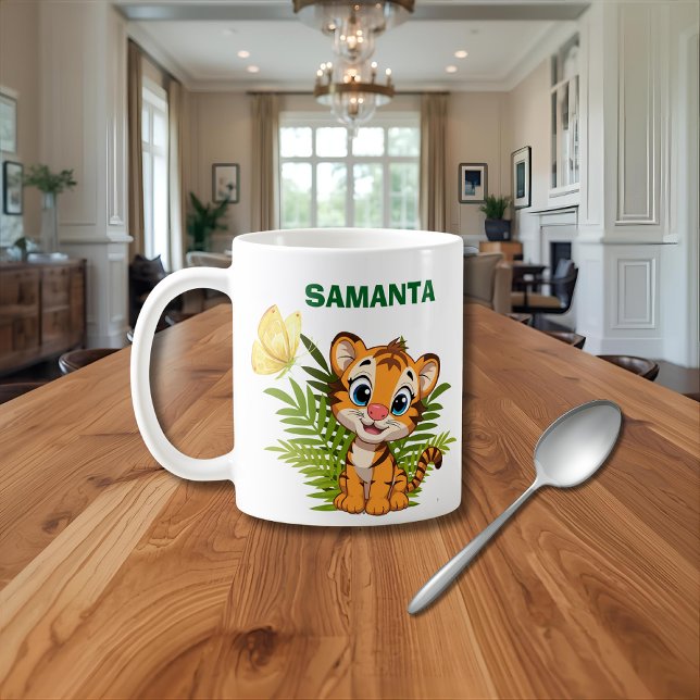 Personalisierter Little Tiger & Butterfly Classic  Kaffeetasse (Von Creator hochgeladen)