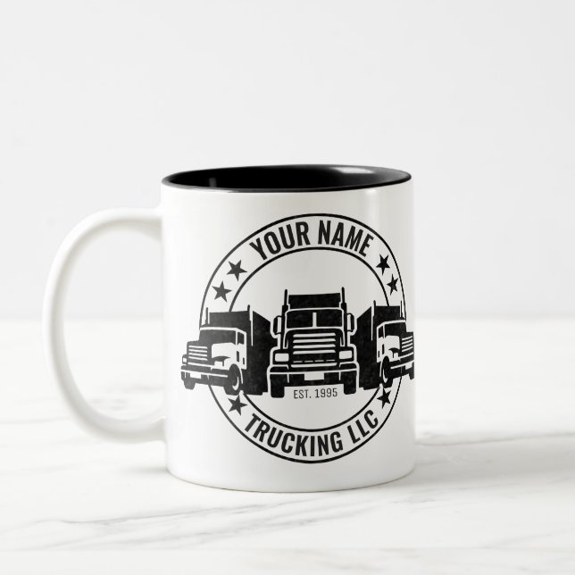 Personalisierter LKW Big Rig Semi LKW Zweifarbige Tasse (Links)