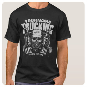 Personalisierter LKW-Schädel-LKW-Fahrer Big Rig LK T-Shirt