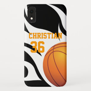 Personalisierter lodernder Basketball B/W iPhone XR Hülle