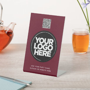 Personalisierter Logo- und Text-einfacher QR-Code Sockelschild