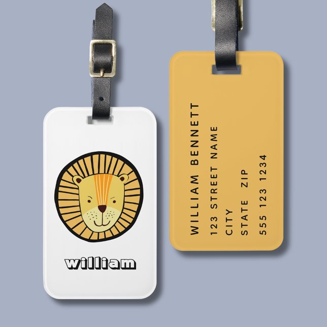 Personalisierter Lötkopf Gepäckanhänger (Kids Lion head wild cats personalized luggage tag)