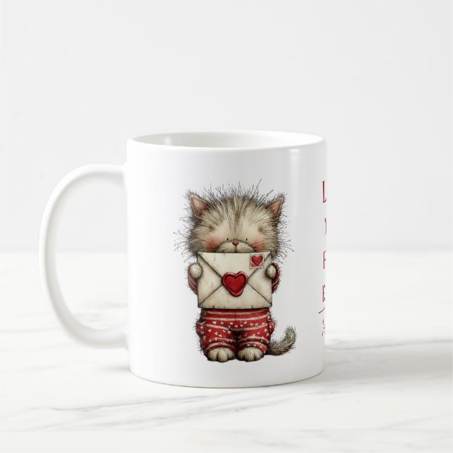 Personalisierter „Love You Fur-Ever“-Valentin mit  Kaffeetasse (Links)