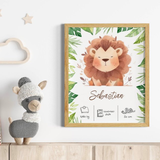 Personalisierter Löwenkunstdruck im Kinderzimmer Poster (Von Creator hochgeladen)
