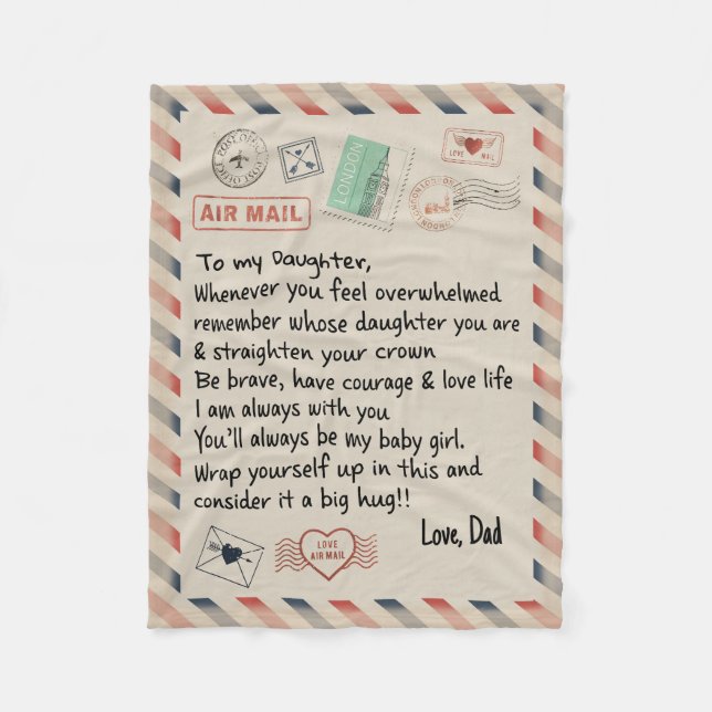 Personalisierter Luftpostbrief an meine Tochter Fleecedecke (Vorderseite)