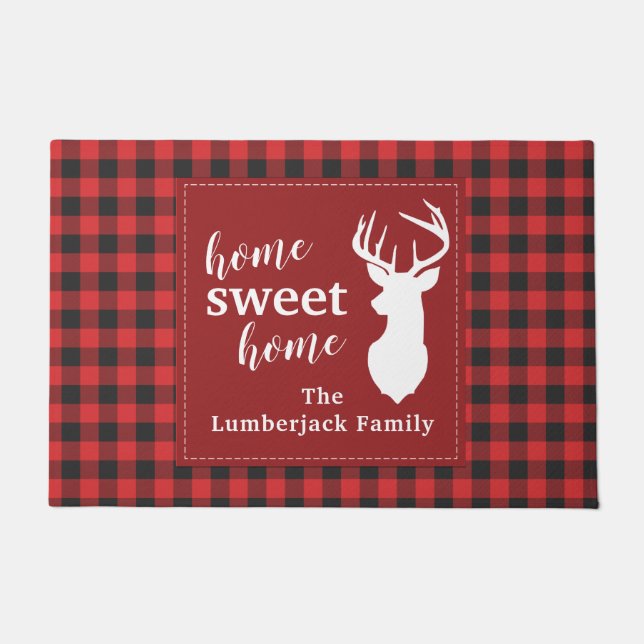 Personalisierter Lumberjack Karierter Weihnachtsfe Fußmatte (Vorderseite)