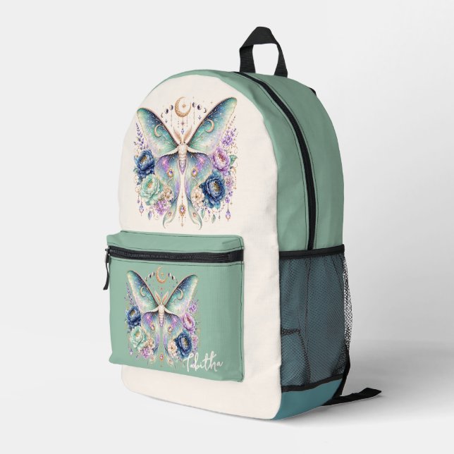 Personalisierter Luna-Moth-Rucksack  Bedruckter Rucksack (Rückseitige Ecke Rechts)
