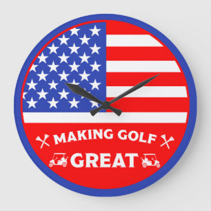 Personalisierter lustiger amerikanischer Golfspiel Große Wanduhr