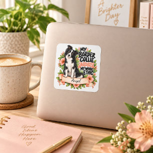 Personalisierter lustiger Border Collie beurteilt Quadratischer Aufkleber