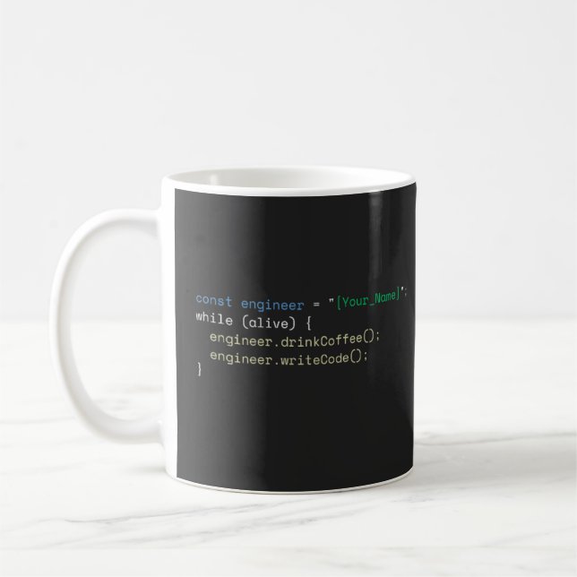 Personalisierter lustiger JavaScript-Programmierer Kaffeetasse (Links)