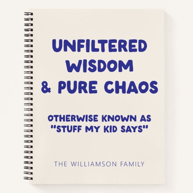 Personalisierter lustiger Kid Zitat Parteichef Spa Notizbuch (Vorderseite)