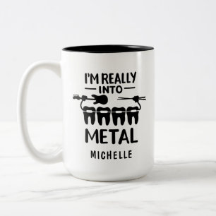 Personalisierter lustiger Kieferorthopäde Name Zweifarbige Tasse