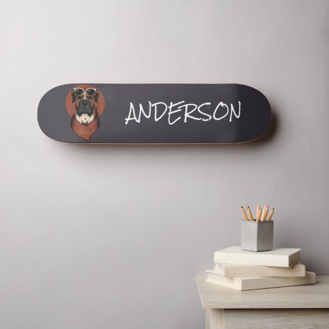 Personalisierter, lustiger niedlicher Boxer Skateboard (Wandkunst (Horz))