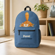 Personalisierter lustiger orangefarbener Katz blau