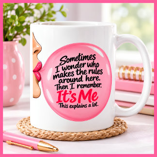 Personalisierter lustiger rosa Kaugummi-Spruch Ret Kaffeetasse