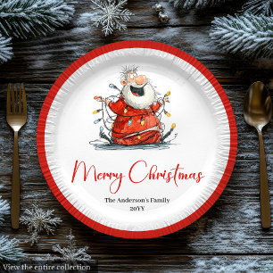 Personalisierter lustiger Weihnachtsmann Feiertag  Pappteller