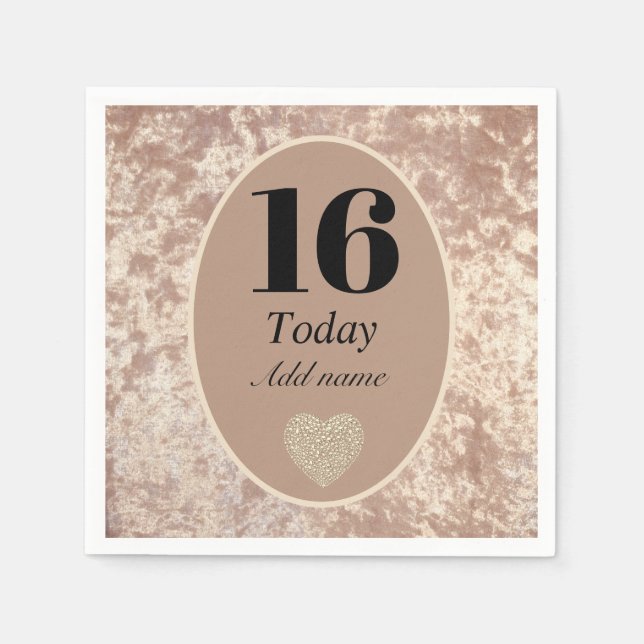 Personalisierter luxuriöser Samt Geburtstagsnapkin Serviette (Vorderseite)