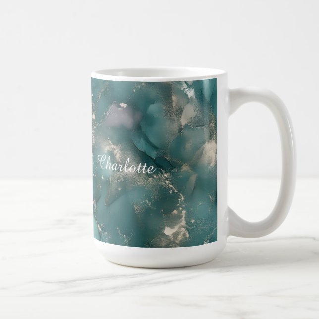 Personalisierter Luxus-Marmor-Muster-Name auf Best Kaffeetasse (Rechts)