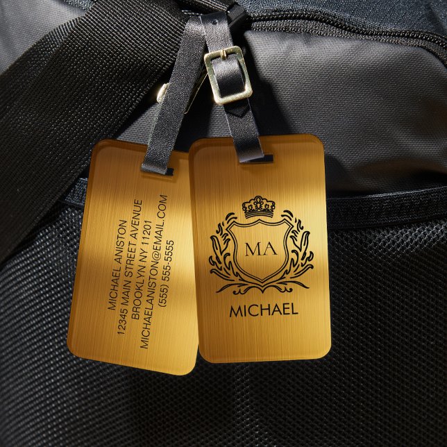 Personalisierter Luxus-Monogramm-Gold-Reiseartikel Gepäckanhänger (Von Creator hochgeladen)