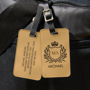 Personalisierter Luxus-Monogramm-Gold-Reiseartikel Gepäckanhänger