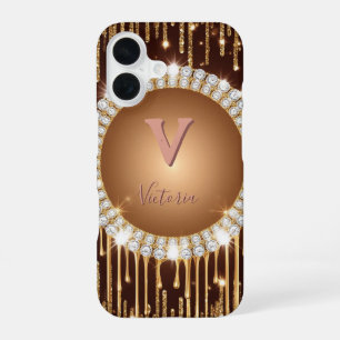 Personalisierter Luxus-Monogrammbuchstabe iPhone 16 Hülle