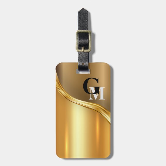 Personalisierter Luxusblick-modernes Goldenes Gepäckanhänger (Vorderseite vertikal)