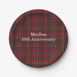 Personalisierter MacRae Clan Tartan Karo Einwegtel Pappteller