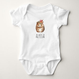 Personalisierter Mädchen-Igel Baby Strampler