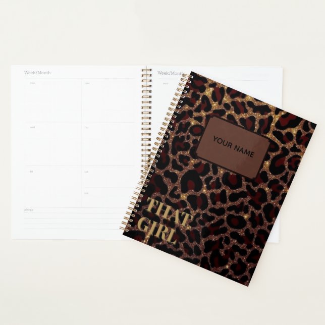Personalisierter Mädchen-Leoparden-Druck-Planer |  Planer (Anzeige)