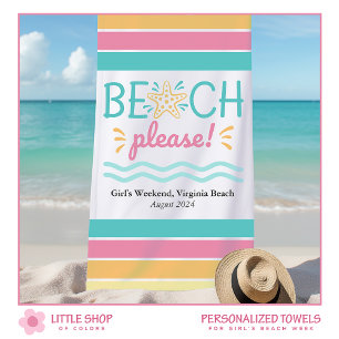 Personalisierter Mädchen-Wochenende-Strand Bitte Strandtuch