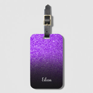 Personalisierter Mädchenhafter Lila Glitter Schwar Gepäckanhänger