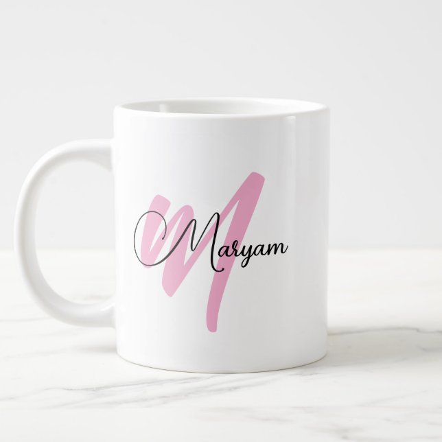 Personalisierter Mädchenname & Anfangsbuchstabe |  Jumbo-Tasse (Links)