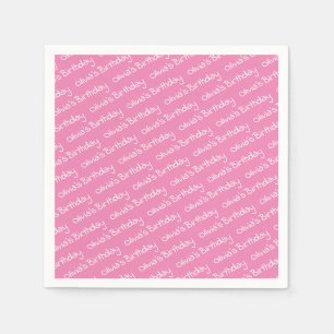 Personalisierter Mädchenname Geburtsdatum Rosa Par Serviette