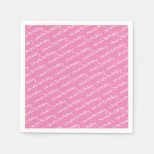 Personalisierter Mädchenname Geburtstag Rosa Party Serviette