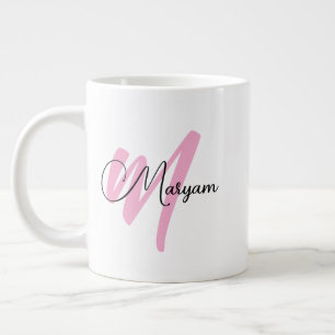 Personalisierter Mädchenname & Initiale   Modernes Jumbo-Tasse