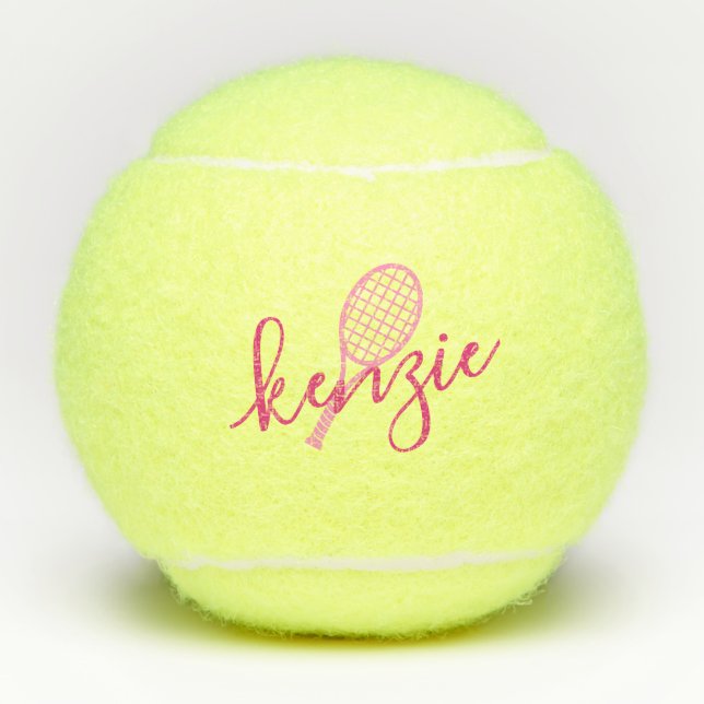 Personalisierter Mädchenname Rosa Tennisbälle (Vorderseite)