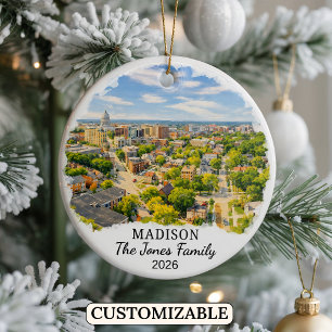 Personalisierter Madison-Schmuck, Benutzerdefinier Keramik Ornament