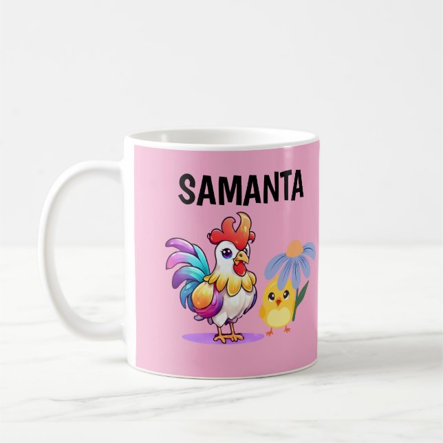Personalisierter Magischer Hahn Becher Kaffeetasse (Links)