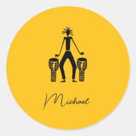 Personalisierter, magischer Silhouette-Drummer Runder Aufkleber