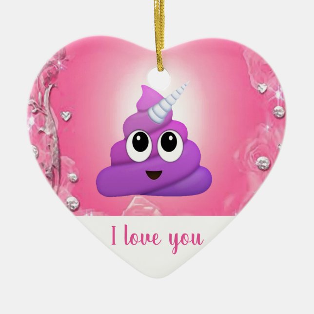 Personalisierter magischer Unicorn kacken Emoji Keramikornament (Vorne)