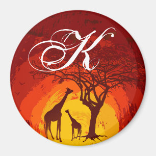 Personalisierter Magnet Afrikanische Safari Giraff